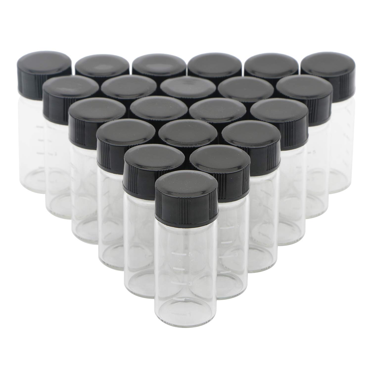 Pxyelec Clear Glass Sample Vials 5ml, Small Glass Bottles with Lids, 30-Pack Travel Bottles, Miniature Refillable Containers, Reusable Borosilicate Glass with Leak-Proof Seal for Cosmetic & Lab Use