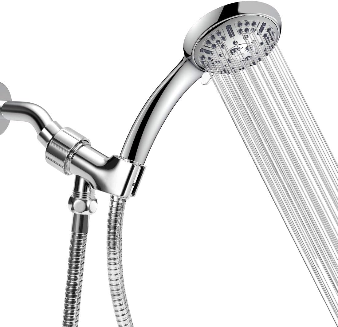 WASSA High Pressure Handheld Shower Head, 9 Spray Setting Hand Held Showerhead with 60 Inch Hose