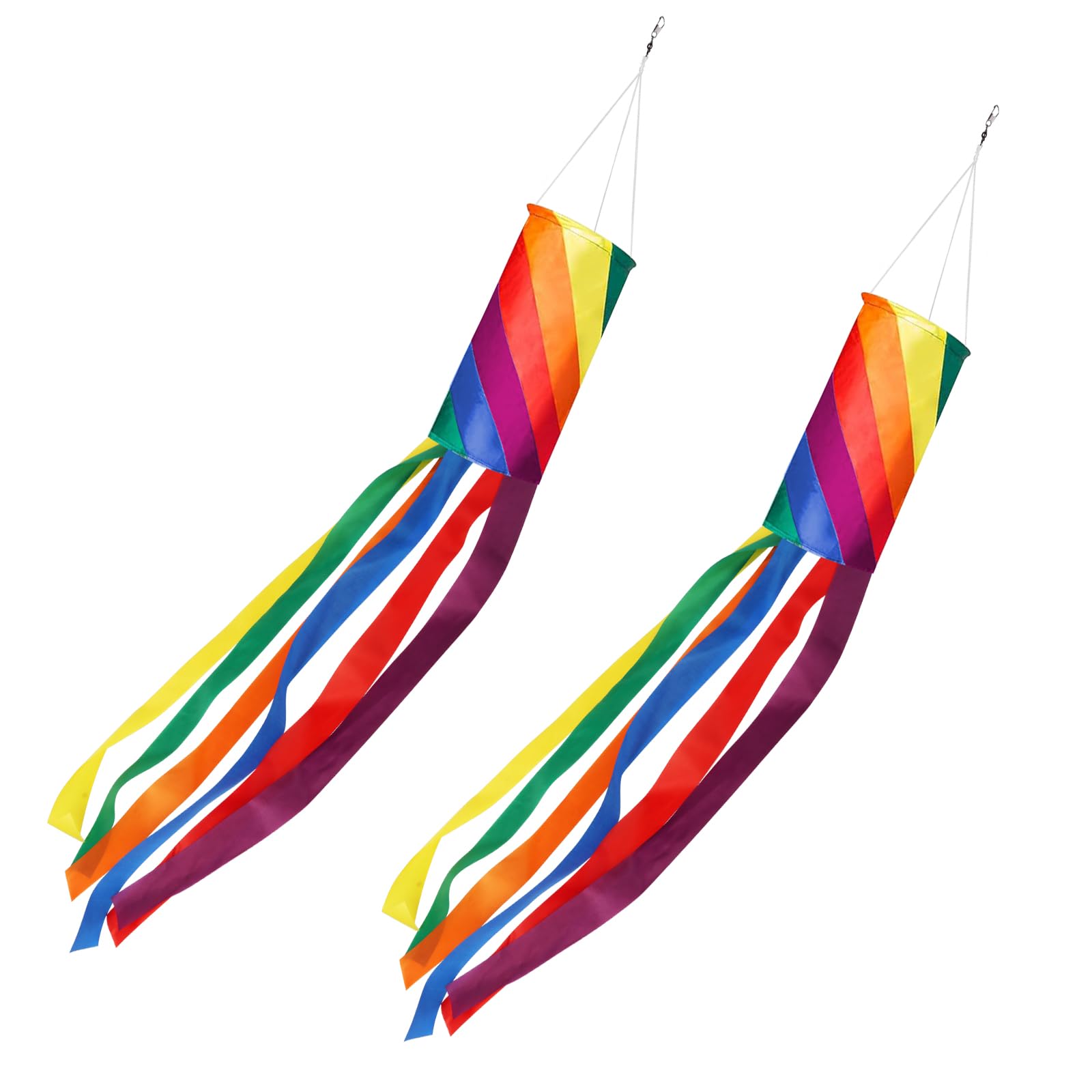 Jiusely 2 Pieces Rainbow Windsock, Colorful Spiral Windsocks Hanging Decoration, 100CM Windsock Flag for Backyard Garden Patio Outdoor Festival Celebrations Decoration