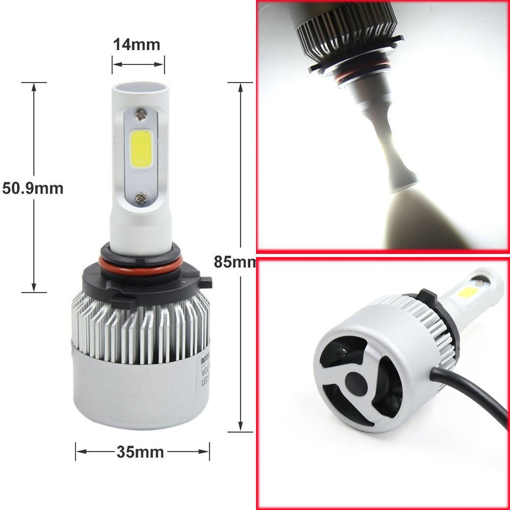 2PCS LED Headlight Low Beam Light High Beam Light Fog Light All-in-One Conversion Kit 9005 H10 HB3 Base 72W 6500K 8000Lm Xenon White Universal Fit Acura BMW Cadillac GMC Honda Lexus Mazda Oldsmobile