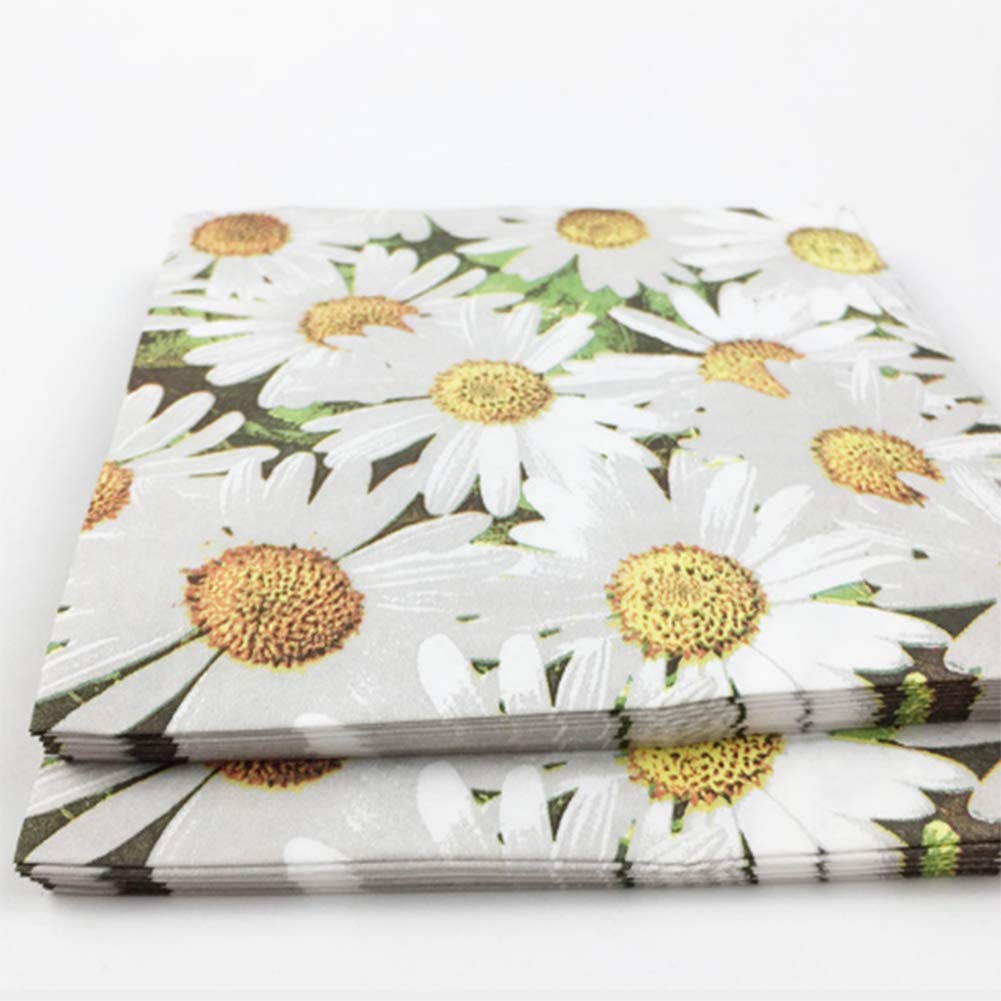 Amazon Com Fivtyily 100 Pack Daisy Dinner Napkins Disposable