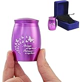 LINES ARTE Small Keepsake Cremation Urns for Human Ashes with Velvet Case,Purple Mini Butterfly Urns for Women and Men,Mini Memorial Urn with Velvet Bag