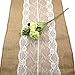 CCTRO Burlap Lace Table Runner 12x108 Inch, Rustic Country Vintage Table Runner for Outdoor Wedding Birthday Party Banquet Decoration (C)