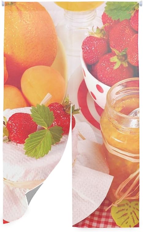 Amazon ジャムストロベリーオレンジシナモンリビング キッチン 玄関 北欧 のれん 暖簾 おしゃれ 目隠し 洗面所 間仕切り プレゼント 贈り物 雑貨 突っ張り棒付き のれん オンライン通販