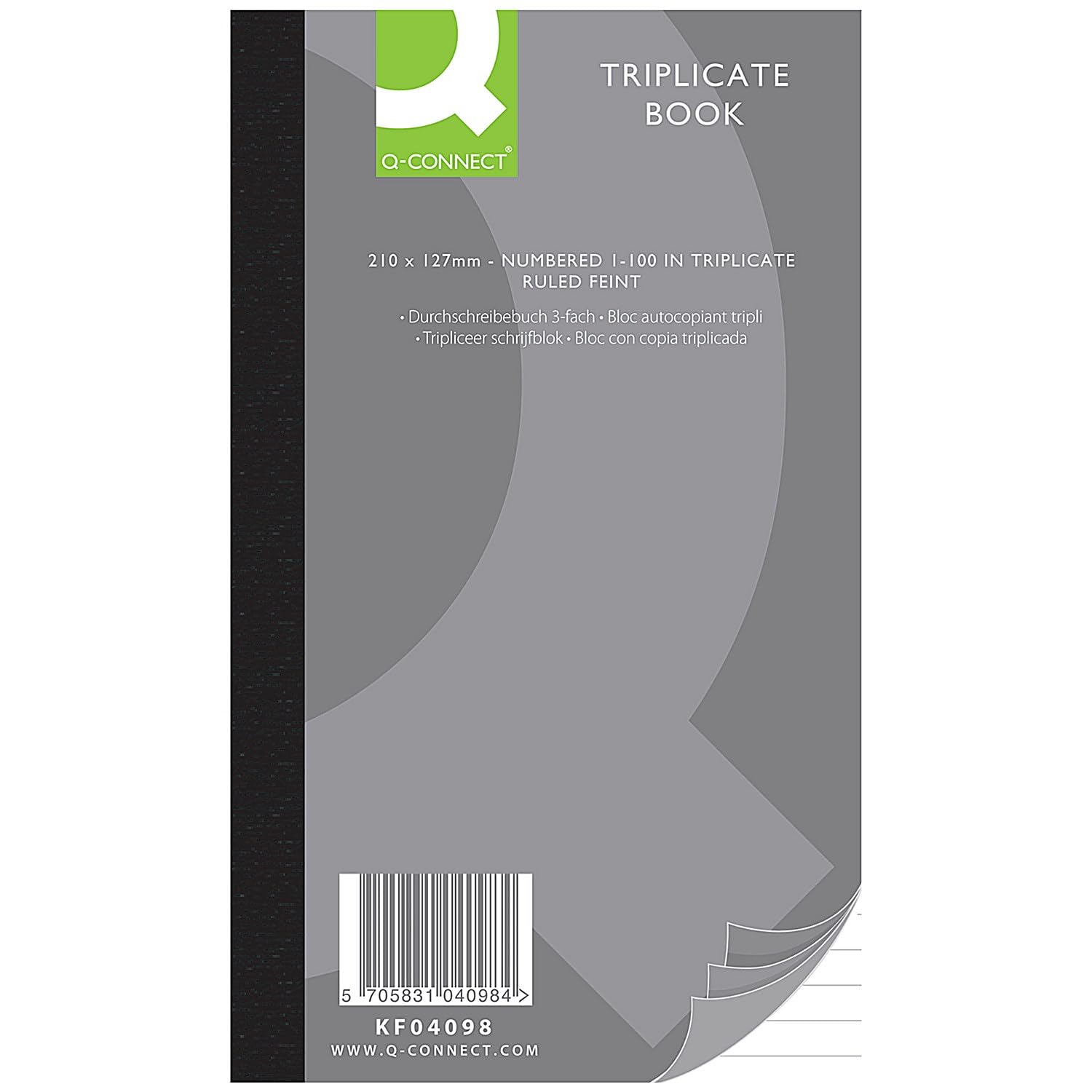 Q-Connect 8.2x5 inch Ruled Feint Triplicate Book