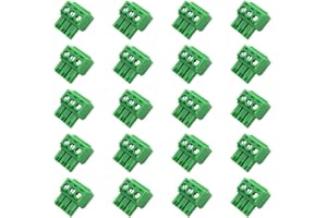 Cermant 20PCS 3 Pin 3.5mm Pitch PCB Green Pluggable Terminal Block Connector with Separate Screw Hole (20Pcs 3P 3.5MM)