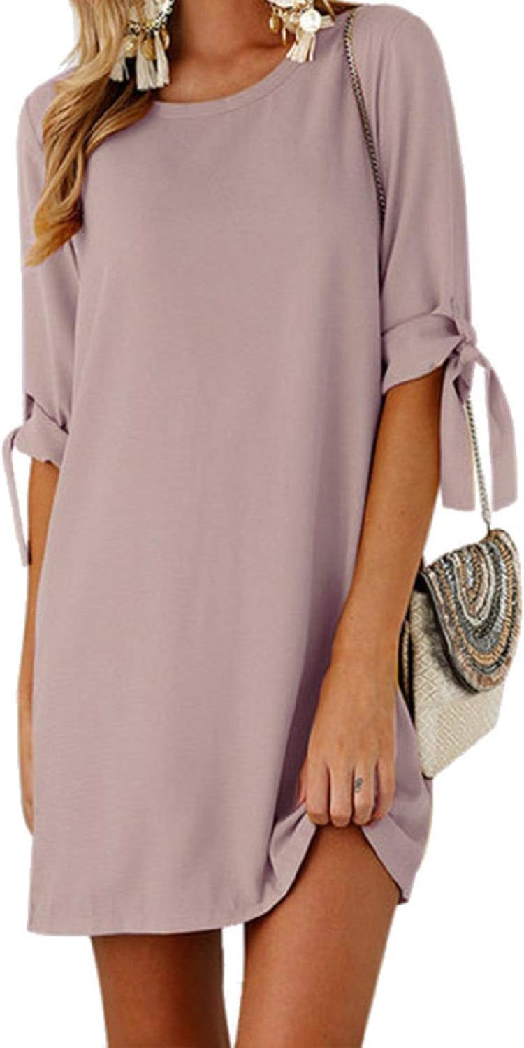 SUNNYME Womens Summer Floral Mini Dress Casual Loose T Shirt Dresses Boho Beach Holiday Dresses Long Tops