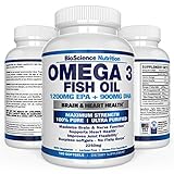 #1 Omega 3 Fish Oil 2250mg | HIGHEST EPA 1200MG + HIGHEST DHA 900MG Triple Strength Capsules | Essential Fatty Acid Combination Vitamin Nutritional Supplements | 60 Pills | BioScience Nutrition