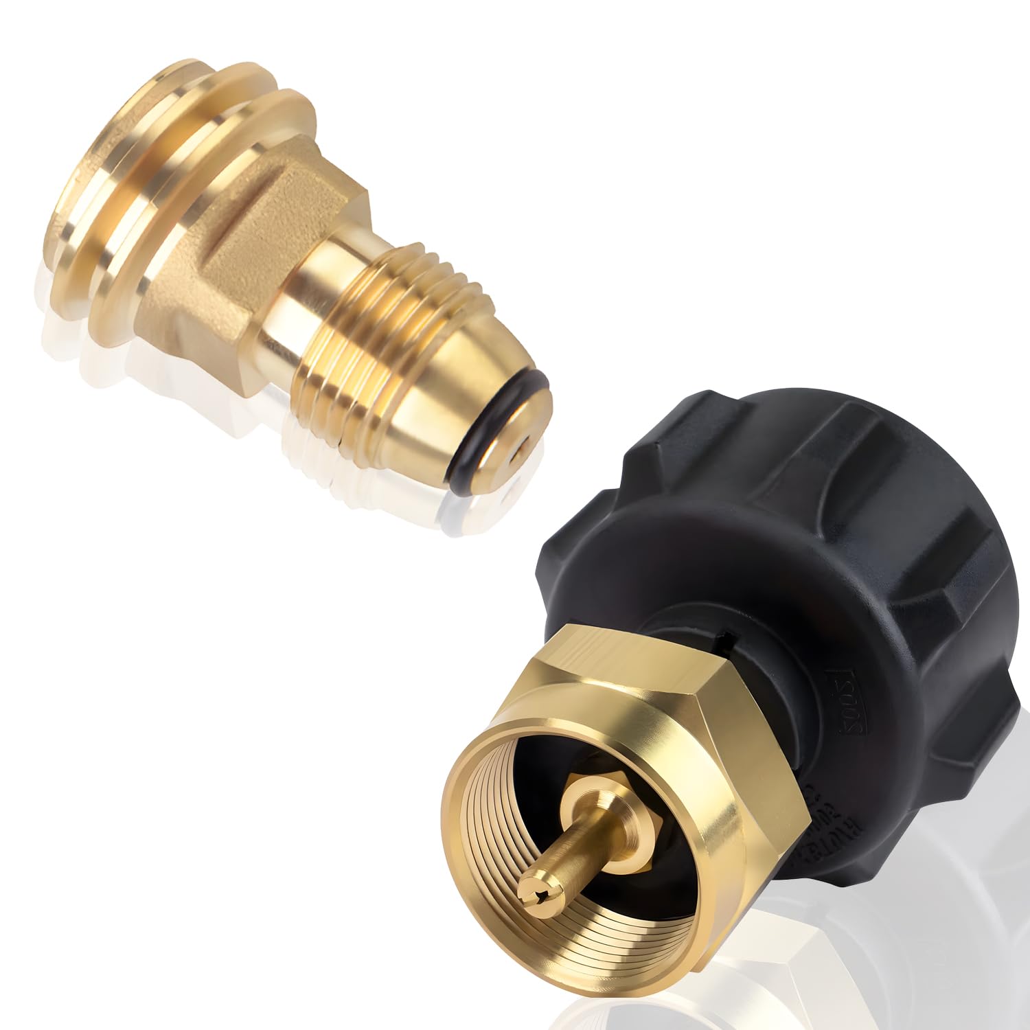 BOSOIRSOU 2 pcs Propane Refill Adapter, 1lb Propane Tank Refill Adapter and Converter Adapter for QCC1 / Type1 Propane Cylinder and 1lb Throwaway Disposable Bottle - Solid Brass