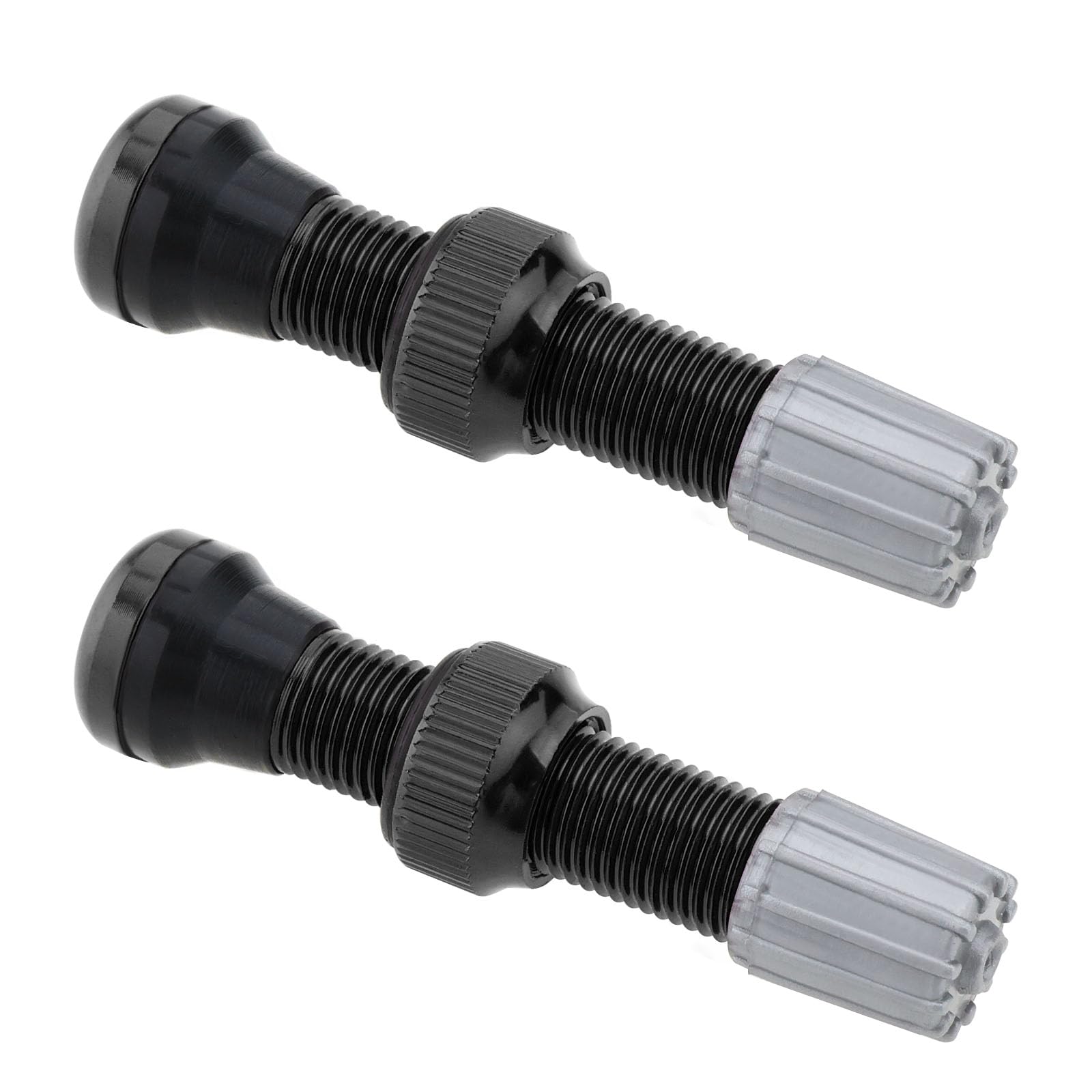 EMSea 2pcs 44mm Tubeless Air Valve Alloy Tyre Valve Round Base Small Size Valves for Road Bike Tubeless Valve Stem Black(With Caps)