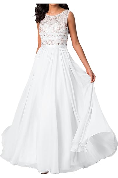 abito bianco lungo da sera