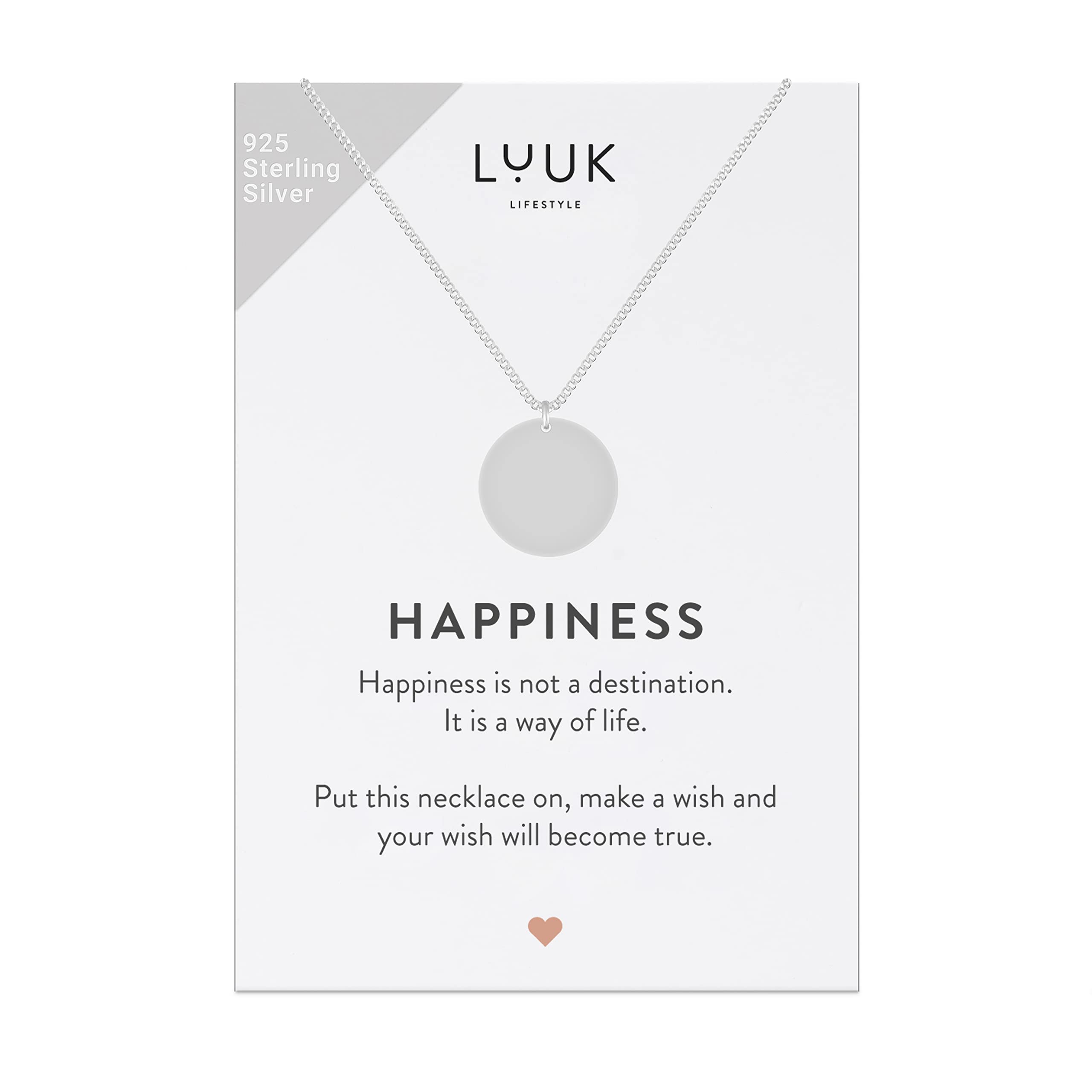 LUUK LIFESTYLE 925 Sterling Silver Pendant Necklace for Women Waterproof 50cm Chain Modern Necklace Gift for Her Silver Coin — image 1