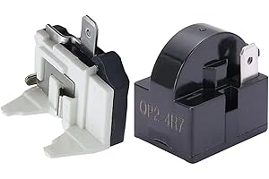 TUAIC 1Pcs QP2-4R7 1Pin 4.7 Ohm Refrigerator Starter/Start Relay for Vissani Danby Compressor Relay and 1Pcs Refrigerator Overload Protector 1/2HP（2 Pieces in Total