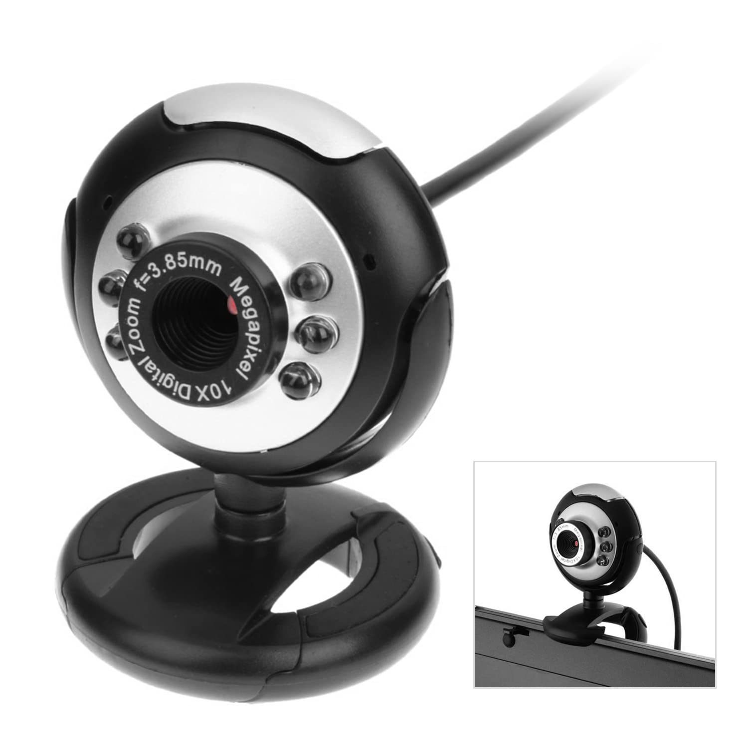 Dynamode Multi-Megapixel USB Webcam, HD Pro Webcam, 10X Digital Zoom, Plug and Play 1080p Web Camera with Integral Microphone, Desktop, PC, MAC, Laptop