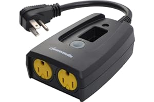 DEWENWILS Outdoor Timers for Electrical Outlets Waterproof, Outdoor Light Timer, Plug in Countdown Timer with 2 Grounded Outlets for Christmas, String Garden Light, 15A, 1/2 HP, UL Listed