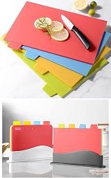 DDGAO Chopping Board Set Extra Thick Colour Coded with Holder 4 boards view 6