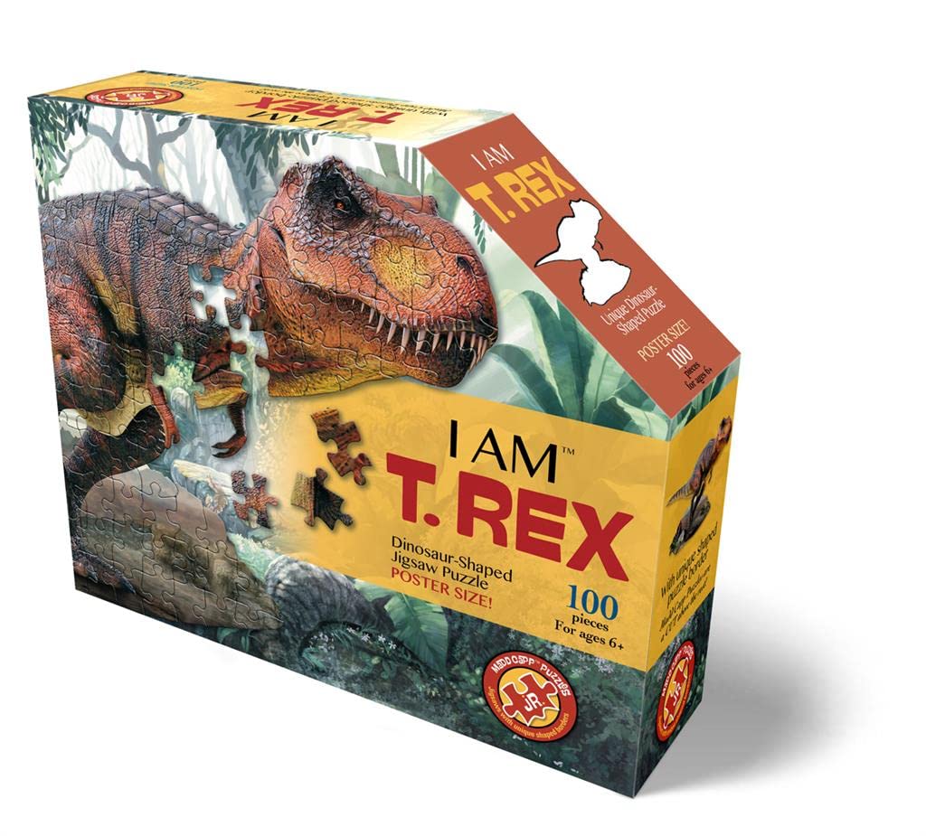Madd Capp 884014 Shape Puzzle Junior Contour Puzzle T-Rex for Adults and Children, 100 Pieces, Multi-Coloured