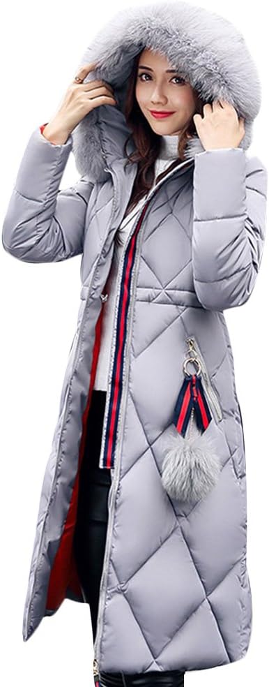 Gamery Women Winter Long Parkas Coat Jackets with Faux Fur Hood Plus Size