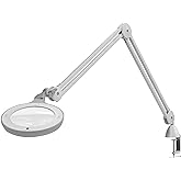Omega 5 - Premium LED Magnifying Lamp with Interchangeable Glass Lenses, Adjustable Arm, and Dimmer Switch for Professionals in Health & Beauty, Model Making, and Low Vision Applications