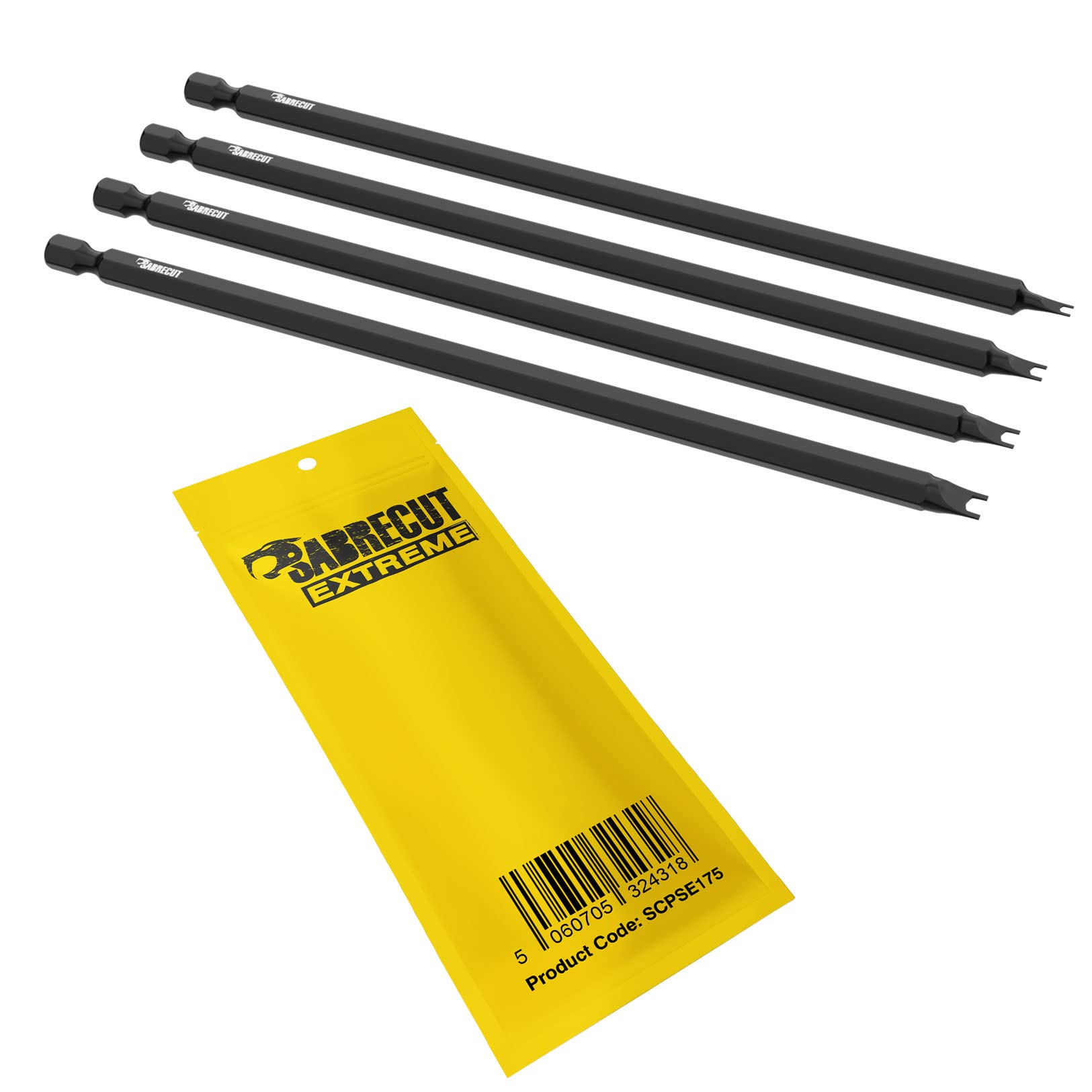 4 x SabreCut SCPSE175 Spanner Snake Eye Pigs Nose Security Screwdriver Bits Sizes: 4 6 8 10 x 175mm (Length)