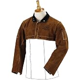 Black Stallion (21CS Cape Sleeves, Premium Split Cowhide Leather, Stand-Up Corduroy Collar, Satin-Lined Shoulders, Abrasion Resistant, Kevlar Stitching, Large, Brown