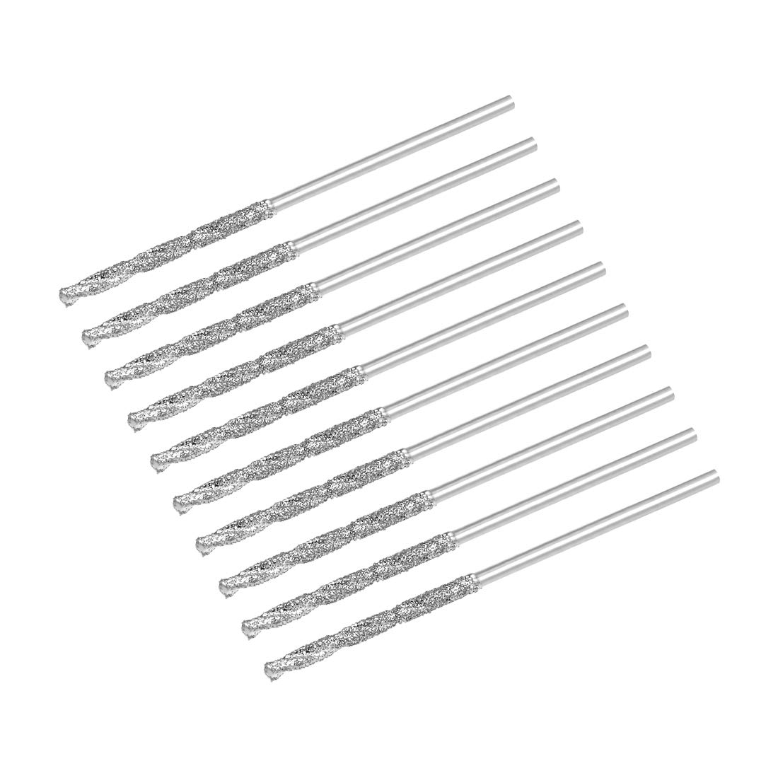 sourcing map 0.8mm Diamond Twist Drill Bits High-Speed Steel Drill Bit for Glass Sea Shells Tiles Drilling Hole 10Pcs