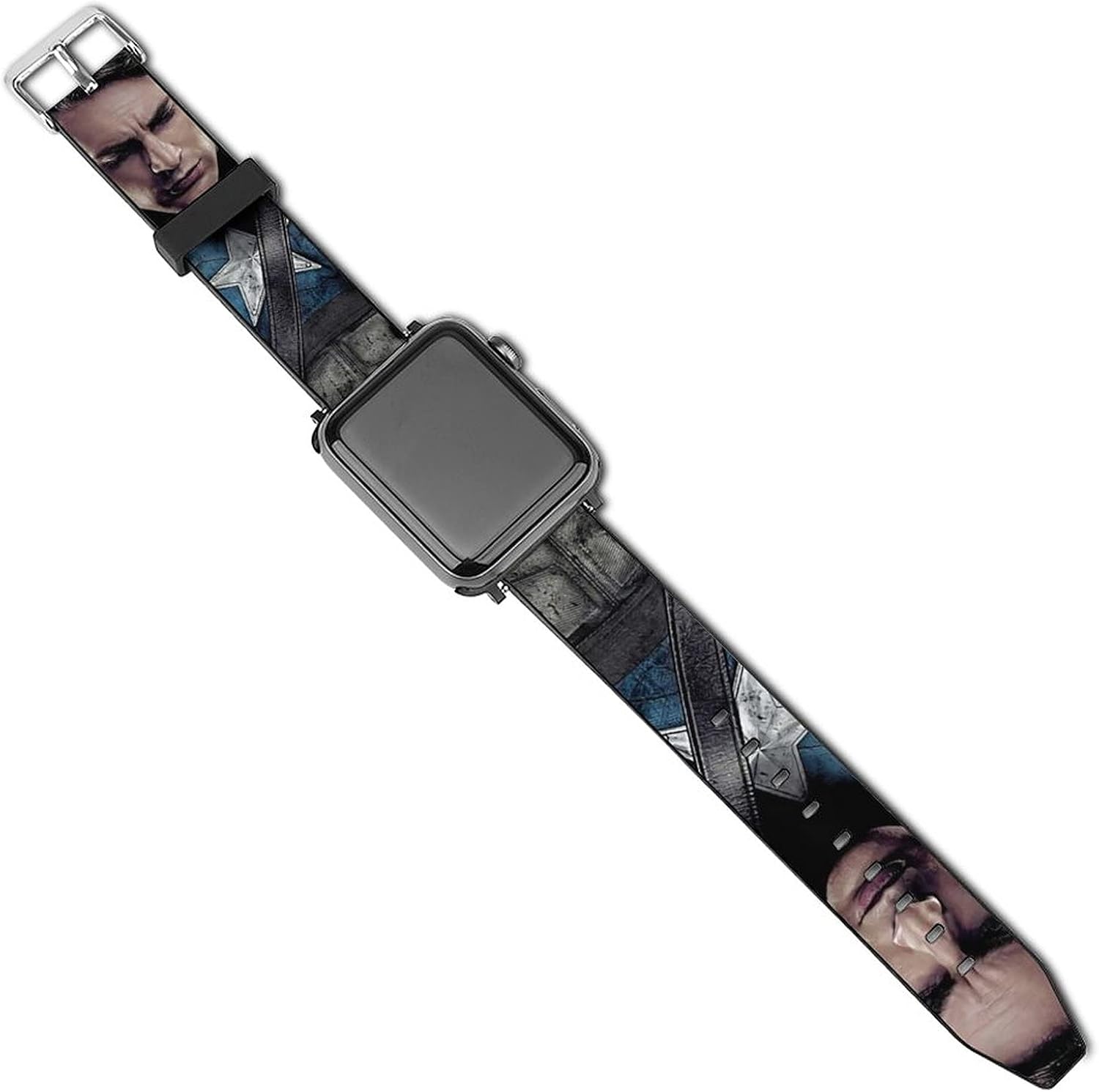 Captain America Avenger Apple Watch Band 44mm 42mm 40mm 38mm Leather Compatible iWatch Strap Compatible Apple Watch 5 4 3 2 1