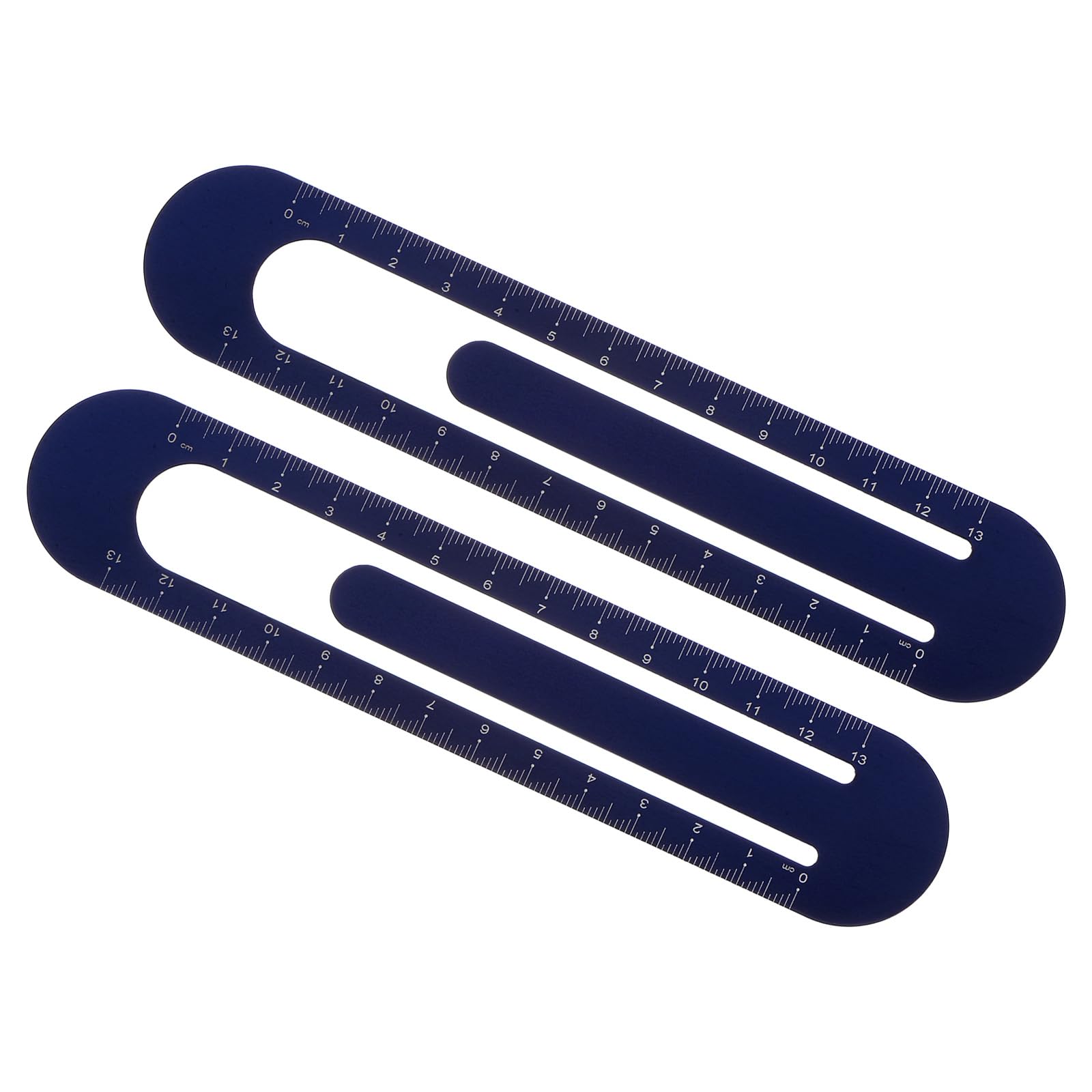 Kozelo 2pcs Metric Straight Ruler - [13cm] Aluminum Scales on Both Sides Metal Bookmark Clip Ruler Dark Blue for Measurement Drawing Engineer Office Classroom Use, 1mm Minimum Scale