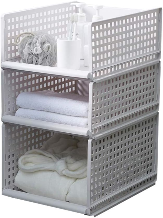 Detachable 3-Layer Wardrobe Storage Basket Clothes Shelf Multi-Layer Stackable Large Multi-Purpose Storage Rack