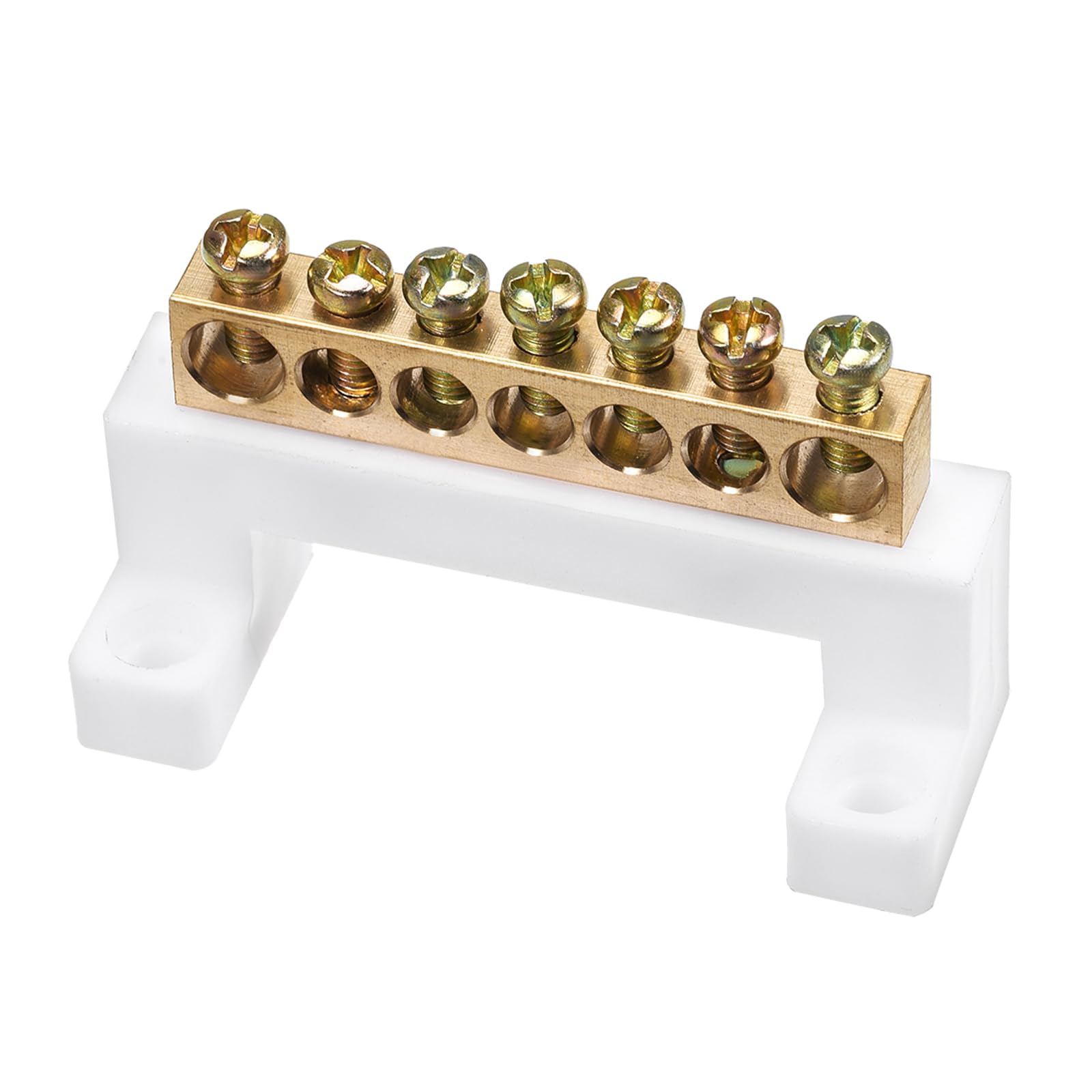 Rebower Terminal Block 7 Positions Ground Wire Connector, [for Electric Box, Control Box] - 6mm/Yellow, White