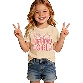 MULOIUDZ Bow Birthday Girl Shirts Kid Toddler Girls B-Day T-Shirt Birthday Outfits Gifts Party Tees Short Sleeve Tops 1-8Y