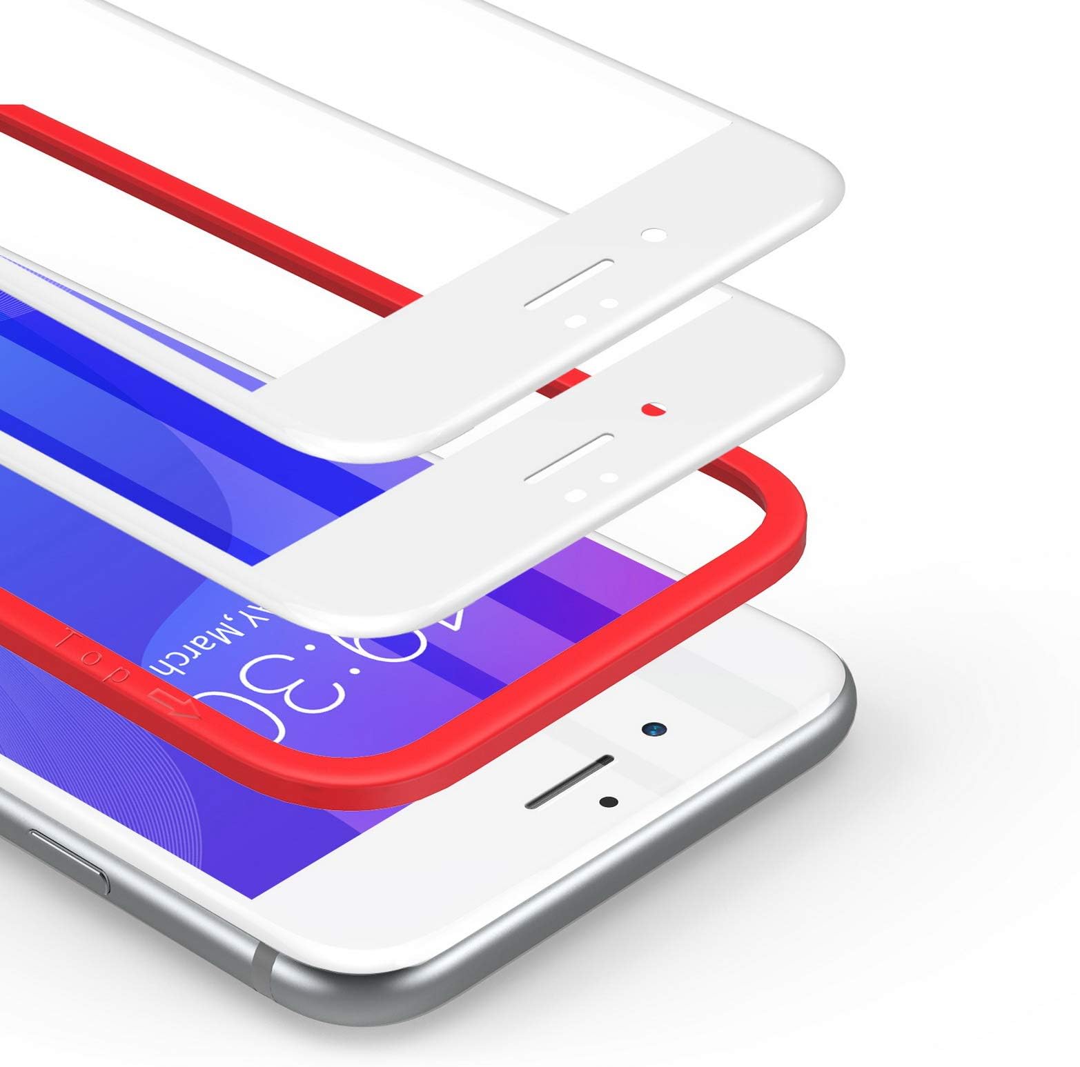 BANNIO 3D Temped Glass Full Screen Protector for iPhone 7 Plus 8 Plus - White (2 Pack)