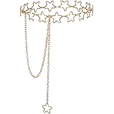 Lnngub Star Waist Chain Gold Stars Belt Y2k Belt Metal Belly Chains Adjustable Star Chain Belts for Women Dresses Skirts Jeans