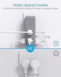 Surge Protector Outlet Extender with Rotating