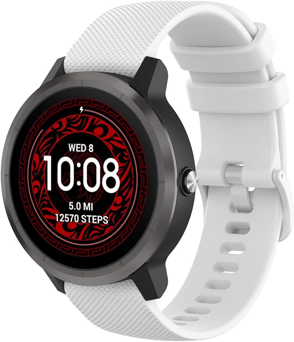 Wownadu 20mm Quick Release Watch Strap for Garmin Vivoactive 5 3 Venu Sq 2 White