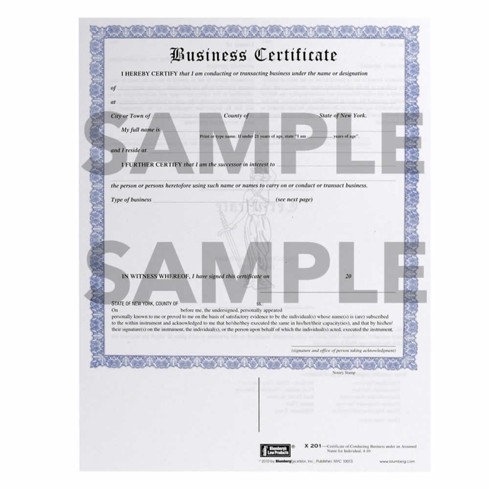 Amazon.com : New York Business Certificate (DBA) Form X201 (8.5 X