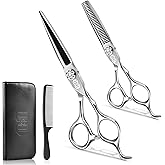 CIICII Professional Hair Cutting Scissors Shears Kit, 440C 6.7 Inch Barber Haircut Scissors Set (Hair Beard Trimming Haircutt