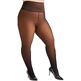 Aaronano High Waist Fleece Lined Tights Women Plus Size,Fake Translucent Winter Warm Thermal Pantyhose Leggings for Winter