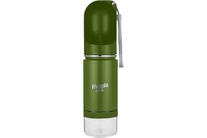 Waggle Bottle Stainless Steel Dog Travel Water Bottle, Vacuum Insulated Portable Dog Water Dispenser, Drink Cup and Snack Container On The Go, Outdoor Walking, Hiking, Travel (Forest Green)