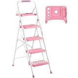 BONTEC 4-Step Ladder, 400lbs Max Load, Folding Step