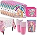 JoJo Siwa 60 Piece Basic Kids Birthday Party Supplies for 16 Guests, Includes Table Cover, Plates, Napkins, Cups and Decorations