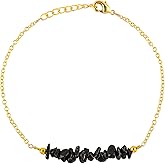 NJCRAFT Black Spinel Bracelet for Women | Natural Black Spinel Gemstone Chips Nugget Bracelet (7–10 Carat) | Gold Plated Adjustable Chain 7+1 Inch | Handmade Minimalist Jewelry Gift