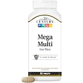 21st Century Mega Multi for Men Multivitamin, Saw Palmetto &amp; Ginseng, 90 Ct | Men's Daily Vitamins with Vitamin A, C, D3, E, Zinc, Magnesium &amp; Multimineral, Energy, Immune &amp; Prostate Support, Gluten Free