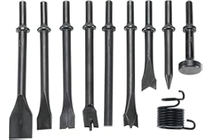 YaeKoo Smoothing Air Hammer Pneumatic Chisels Tools, 10pcs 0.401'' (10mm) Shank Heavy Duty Smoothing Pneumatic Air Rivet Hamm