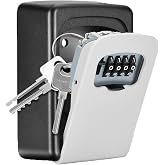Key Lock Box Wall Mounted, Fayleeko 4 Digit Combination Lockbox for Outside, House Keys - 5 Keys Capacity, Key Safe Security Storage Lock Box for Indoor, Outdoor, Garage, Garden, Store (Grey, 1Pack)