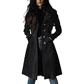 utcoco Womens Long Suede Trench Coat Single Breasted Leather Trench Overcoat with Pocket