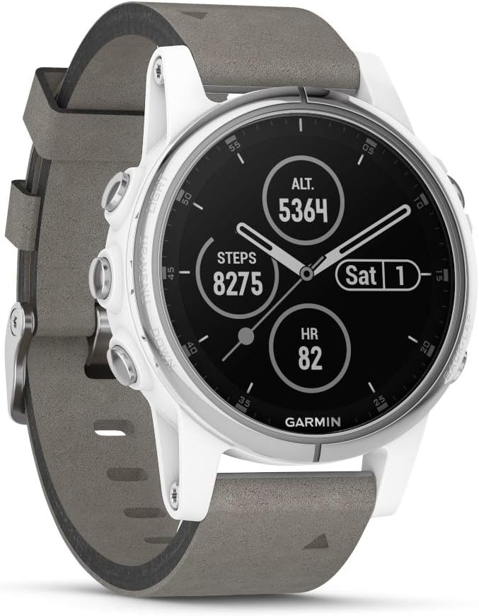 Garmin F-Nix 5S Plus Sapphire, White with Grey Suede Strap