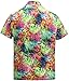 LA LEELA Men's Hawaiian Button Down Short Sleeve Pocket Shirt Floral Print Blue