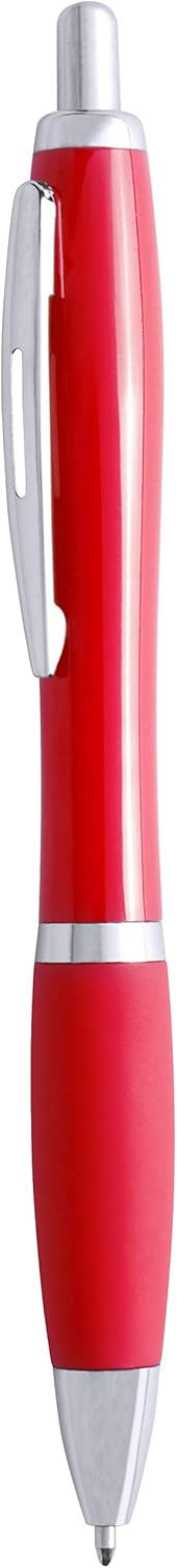 eBuyGB Pack of 10 Ballpoint Pens Blue Ink Retractable Push Button Pen, Red, 1 count (Pack of 10) - Image 3