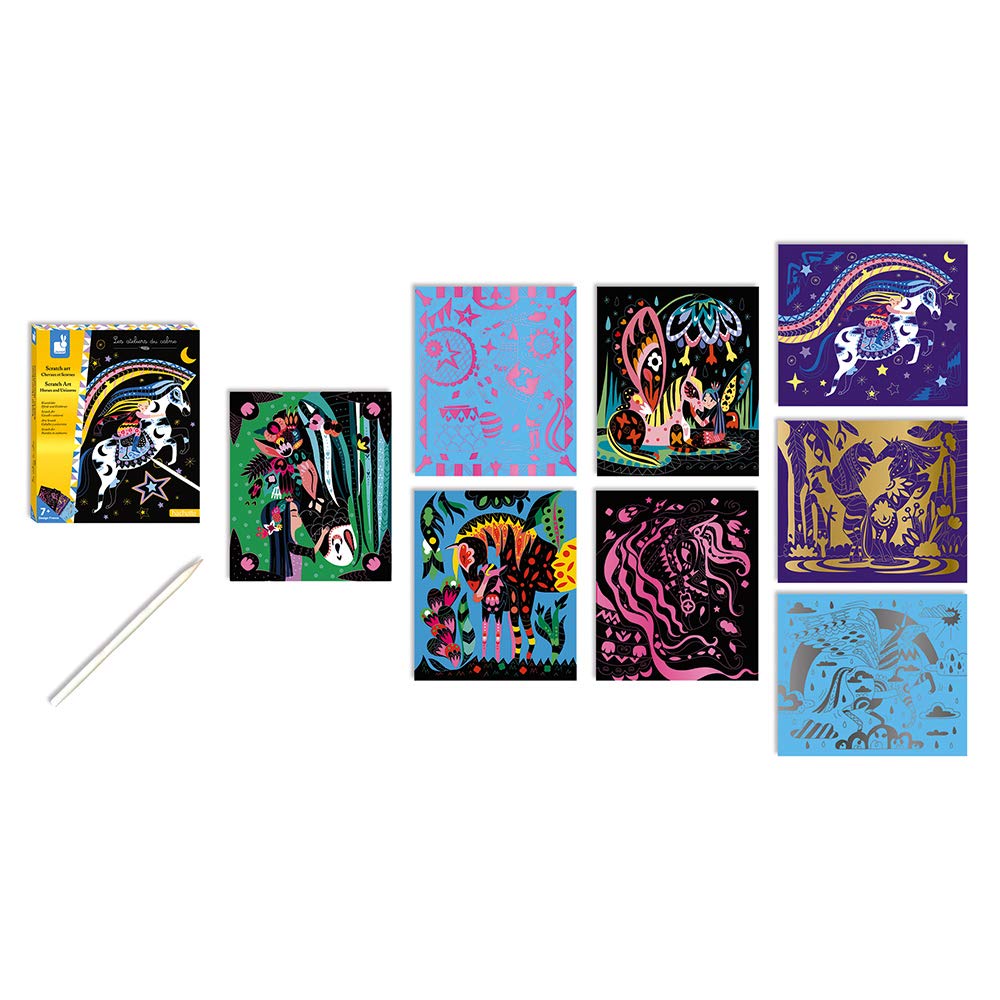 Janod - From 7 years old - Creative Kit Scratch Art Horses And Unicorns - Les Ateliers du Calme - Dexterity and Concentration - J07895 - Image 3